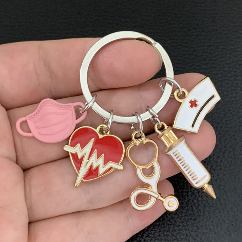 Wholesale Nurse Doctor Mask Syringe Syringe Stethoscope Keychain